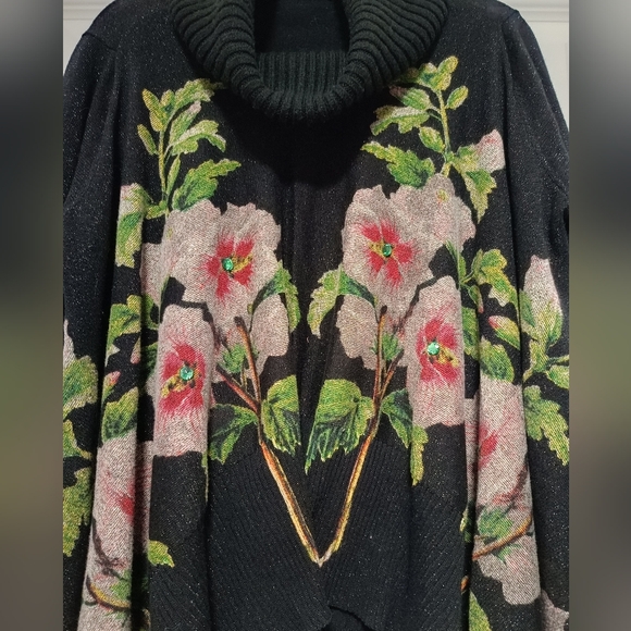 M❤Desigual Pullover ANNA in Poncho Style Floral Design - Turtle Neck - Picture 6 of 9